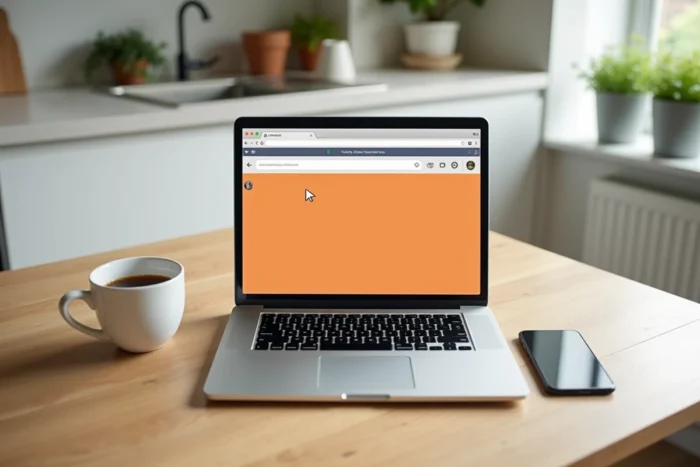 Ordinateur portable ouvert sur Le Bon Coin posé sur une table de cuisine pour créer un raccourci