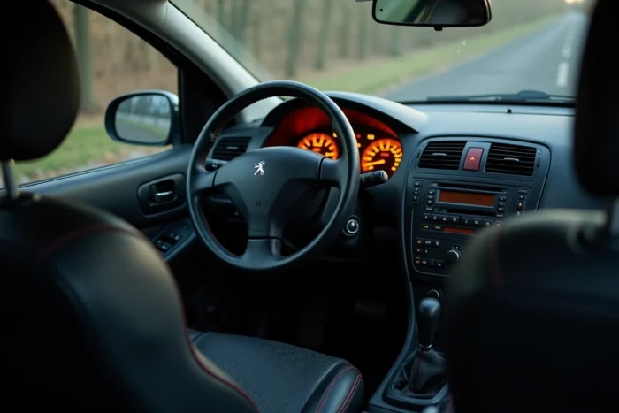 Voyant ESP allumé sur le tableau de bord d'une Peugeot 407, signalant une réinitialisation nécessaire du système de stabilité